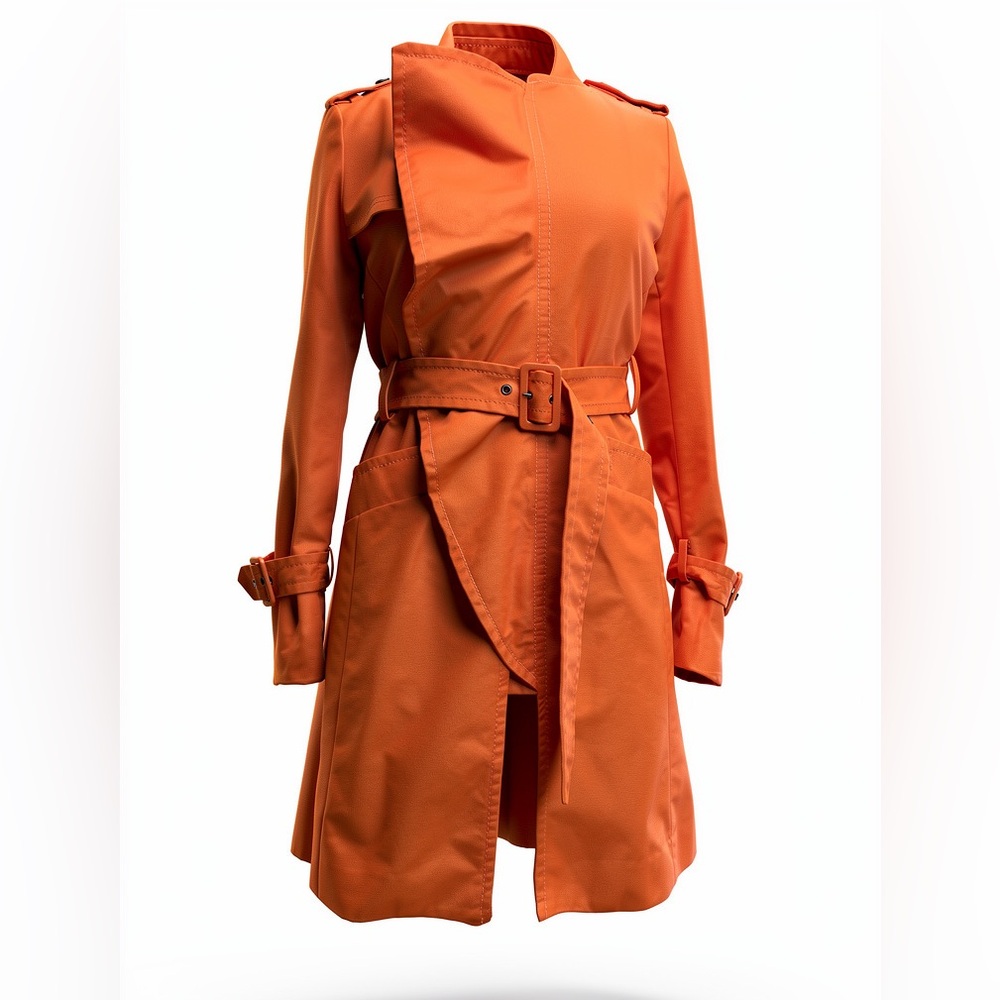 BCBG Maxazria Belted Ruffle Trench Coat
